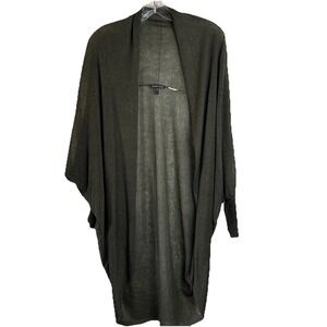 NWOT Eileen Fisher Tencel Wool Small Green Long Slv Sheer Open Front